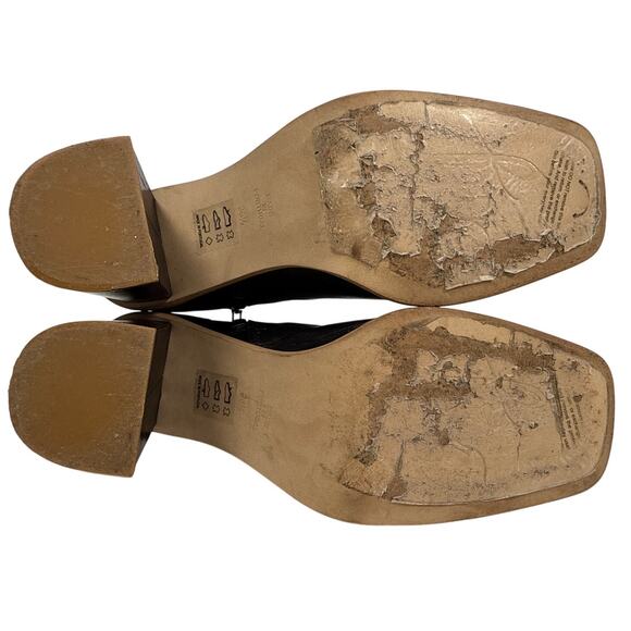 Free People Sienna Boots Block Heel Womens US 6 EU36.5 Black Leather Square Toe - Picture 10 of 11